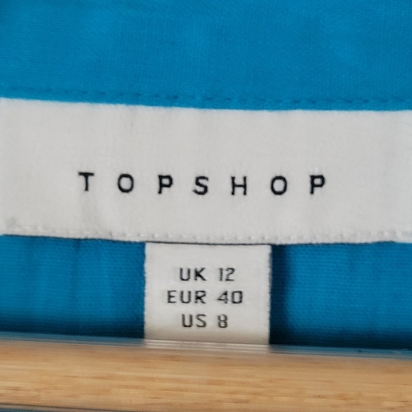 TOPSHOP Women's Button Front Shirt Cotton Blue Oversized Size 8 - Picture 10 of 12
